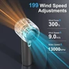 Kép 10/10 - Hordozható kézi mini ventilátor, 1-199 sebességfokozattal, digitális kijelzővel - Kék