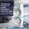 Kép 3/14 - Kétfejű permetező toronyventilátor köd-párásítóval, 180°-ban állítható, 90°-ban forgatható - Fehér