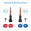 Kép 9/9 - Továbbfejlesztett, nagy átfolyású 0,4 mm-es trimmetál fúvókák 2 db szilikon hüvellyel - Típus 2