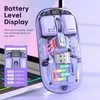 Kép 2/10 - Átlátszó vezeték nélküli kettős módú egerek, BT5.0 2.4G egygombos kapcsoló, C típusú 400mAh - Pink