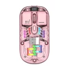 Kép 1/10 - Átlátszó vezeték nélküli kettős módú egerek, BT5.0 2.4G egygombos kapcsoló, C típusú 400mAh - Pink