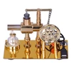 Kép 6/12 - Hot Air Stirling motoros motormodell, elektromos generátor motor LED izzóval, hatágú csillagmintás lendkerékkel