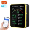 Kép 1/8 - Tuya WiFi15in1 levegőminőség-érzékelő, háztartási hordozható AQI PM0.3 PM1.0 PM2.5 PM10 CO CO2 TVOC HCHO teszter - Fekete