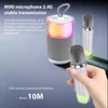 Kép 3/10 - Hordozható mini karaokegép 2 vezeték nélküli mikrofonnal és színes fényeffektusokkal - Fehér