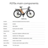 Kép 8/17 - ENGWE P275 Pro City elektromos kerékpár 27,5 hüvelykes küllős gumik 250W Bafang kefe nélküli középhajtású motor - Narancs
