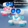 Kép 5/13 - 836 Kids újratölthető távirányítós robot – automatikus bemutató, rugalmas fej és kezek, zene, LED szemek - Kék