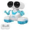 Kép 1/13 - 836 Kids újratölthető távirányítós robot – automatikus bemutató, rugalmas fej és kezek, zene, LED szemek - Kék