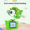 Kép 10/16 - X12S 1080P Kids digitális fényképezőgép, aranyos digitális videokamera gyerekeknek - Zöld