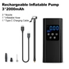 Kép 13/20 - Gumifelfújó, hordozható légkompresszor, 150 PSI légszivattyú autógumikhoz - 3 * 2000mAh