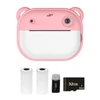 Kép 1/18 - Gyerekkamera, 1080P digitális fényképezőgép hőnyomtatás 2,4 hüvelykes IPS képernyővel - Pink, 32G memóriakártyával + kártyaolvasóval 2 tekercs nyomtatópapír