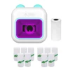 Kép 1/18 - Mini Pocket Thermal Instant fotónyomtató 7 színű LED fényű feliratozógép - Kék, 1 papírtekercs + 10 öntapadó papírtekercs (57x25 mm)