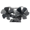 Kép 1/12 - Fakályha ventilátor, hőhajtású kettős csendes motor, 6 lapáttal, nem elektromos - Fekete, 1-es típus