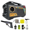 Kép 1/9 - Elektromos nagynyomású mosó, 1450 PSI, 3 különböző nyomású hegy - Feket