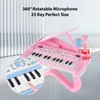 Kép 5/9 - DJ201 25 gombos elektronikus billentyűzet: Mini hangszer forgatható mikrofonnal - Pink