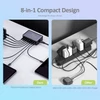 Kép 2/9 - 70W 8 portos USB-C gyorstöltő állomás okostelefonhoz, fejhallgatóhoz, órához, PD20W gyors töltő hub - Fekete