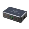 Kép 8/9 - 70W 8 portos USB-C gyorstöltő állomás okostelefonhoz, fejhallgatóhoz, órához, PD20W gyors töltő hub - Fekete
