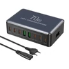 Kép 1/9 - 70W 8 portos USB-C gyorstöltő állomás okostelefonhoz, fejhallgatóhoz, órához, PD20W gyors töltő hub - Fekete