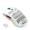 Kép 1/13 - Vezeték nélküli játék egér, 3 módú BT 5.3 + 2.4G + USB-C, színes LED 800-3600 mozgási sebesség - Fehér