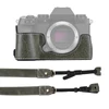 Kép 8/8 - Félkamera tok Fuji XS10-hez, PU bőr, vállpánttal, nyitható aljjal, markolattal, védőtok - Zöld