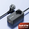 Kép 2/10 - Toocki TCT2C67-JRB01 67W GaN töltő, háromportos (kettős USB-C 67W + USB-A 22,5W) PD 3.0-val és biztonsági védelemmel