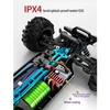 Kép 6/6 - 2.4 GHz 70 km/h nagy sebességű 1/16 off-road RC teherautó 4WD versenyző mászó autó kefe nélküli motorral és LED fénnyel - Zöld, 1 akkumulátor