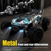 Kép 4/6 - 2.4 GHz 70 km/h nagy sebességű 1/16 off-road RC teherautó 4WD versenyző mászó autó kefe nélküli motorral és LED fénnyel - Zöld, 2 akkumulátor