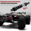 Kép 4/6 - 2.4 GHz 70 km/h nagy sebességű 1/16 off-road RC teherautó 4WD versenyző mászó autó kefe nélküli motorral és LED fénnyel - Piros, 1 akkumulátor