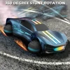 Kép 11/14 - Távirányítós drift autó, 2.4GHz elektromos kaszkadőr jármű 360°-os forgással, terepgumik, LED fények, karácsonyi ajándék fiúknak-lányoknak - Kék, 2 akkumulátor