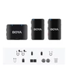 Kép 1/15 - Boya Boyamic-120 egygombos 2,4G vezeték nélküli mikrofon rendszer, 300 m átvitellel, 8G memóriával iOS, Android, kamera és számítógéphez - 2 adóval
