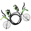Kép 1/4 - E-bike hidraulikus fékszett 160 mm tárcsákkal, első-hátsó hidraulikus fékkar elektromos kerékpárhoz, rollerhez - Zöld