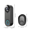 Kép 2/14 - Vezeték nélküli videó kapucsengő kamera 1080p hd, kétirányú hang, 5m éjjellátó, pir emberérzékelés, felhő, ipx6, wifi - Fekete