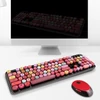 Kép 3/14 - Mofii Sweet vezeték nélküli billentyűzet és egér szett, színes, kör alakú billentyűkkel, PC/laptophoz - Fekete