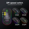 Kép 2/20 - HXSJ T66 RGB 2.4G vezeték nélküli gamer egér, RGB világítás, tölthető, állítható DPI, ergonomikus - Fekete