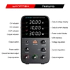 Kép 4/6 - WANPTEK WPS3010 programozható DC tápegység, 30V 10A, USB gyorstöltés, intelligens hőmérséklet-szabályzás, 4-jegyű kijelző, alacsony zajszint - fekete