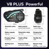 Kép 10/11 - Houtonsen V8 Plus motoros sisak headset, 1000m 2 fős intercom, 30h üzemidő, zajszűrés, MP3/GPS/FM, AI asszisztens, IPX67, Bluetooth 5.2