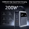 Kép 3/13 - NEWSMY P72 hordozható tápállomás, 268W, 270Wh/72000mAh LiMnFePO4 akku, fényszóró, 2×100W USB-C PD, 5 kimenet