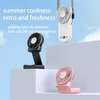Kép 12/17 - WT20 hordozható kézi ventilátor, 3 sebesség, digitális kijelző, 180°-ban állítható, 2000mAh, USB-s, powerbank, telefontartó – Pink