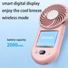 Kép 13/17 - WT20 hordozható kézi ventilátor, 3 sebesség, digitális kijelző, 180°-ban állítható, 2000mAh, USB-s, powerbank, telefontartó – Pink