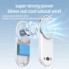 Kép 5/17 - WT20 hordozható kézi ventilátor, 3 sebesség, digitális kijelző, 180°-ban állítható, 2000mAh, USB-s, powerbank, telefontartó – Fehér