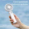Kép 7/17 - YL09 hordozható, újratölthető kézi ventilátor, 2000mAh, 180°-ban hajtható, dupla lapát, 4 fokozat - Fehér