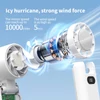 Kép 4/18 - WT21 hordozható kézi ventilátor, 3600mAh akkumulátor, nagy sebességű motor, 180°-ban hajtható, LED kijelző, 100 fokozat - Fehér