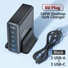 Kép 5/11 - Toocki 140W GaN USB töltő, 5 az 1-ben gyorstöltés, LED kijelző, iPhone/Xiaomi/laptophoz – Fekete