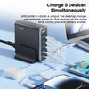 Kép 9/11 - Toocki 140W GaN USB töltő, 5 az 1-ben gyorstöltés, LED kijelző, iPhone/Xiaomi/laptophoz – Fekete