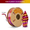 Kép 3/6 - Eryone selyem csavart szivárvány pla filament 1kg – inferno (piros&arany&lila)