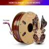 Kép 3/6 - Eryone selyem csavart szivárvány pla filament 1kg – piros&arany&kék