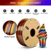Kép 5/6 - Eryone selyem csavart szivárvány pla filament 1kg – piros&arany&kék