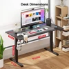 Kép 8/14 - ACGAM állítható magasságú elektromos gamer asztal, LED fénnyel, USB porttal, 140×68 cm - Fekete