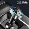Kép 4/10 - ESSAGER 70W autós töltő, 2 USB-A + 2 Type-C, PD gyorstöltés, színes környezeti fény, 12-24V járművekhez - Fekete