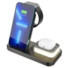 Kép 7/8 - C500 Összecsukható 3 az 1-ben Vezeték Nélküli Töltő, 3 szintes éjjeli fénnyel, USB QC3.0 Apple-hez - Fekete