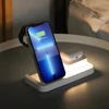 Kép 3/7 - C500 Összecsukható 3 az 1-ben Vezeték Nélküli Töltő, 3 fokozatú éjjeli fénnyel, USB QC3.0 Apple-hez - Fehér